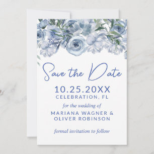 Dusty Blue auf dem Save the Date "White Romantic F Einladung