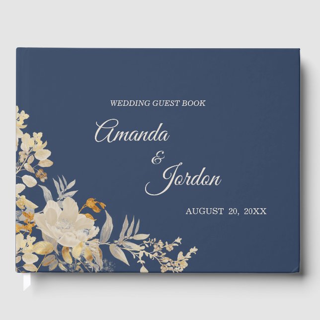 Dusty Blue Autumn Boho Wedding Guest Book Gästebuch (Vorderseite)