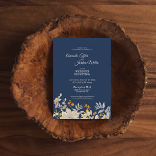 Dusty Blue Autumn Boho Wedding Reception Einladung