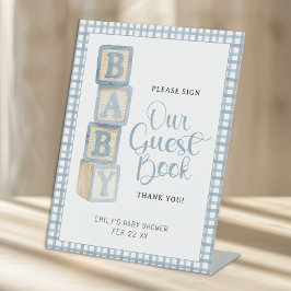 Dusty Blue Baby Blocks Please Sign Our Guest Book Sockelschild