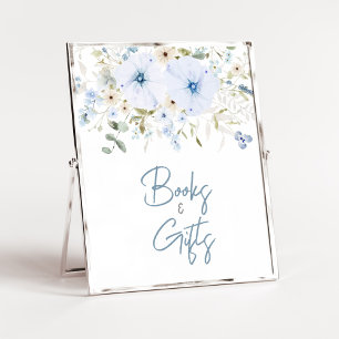 Dusty Blue Baby Bloom Babydusche Bücher und Gesche Poster