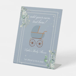 Dusty Blue Baby Carriage Custom Sign Sockelschild