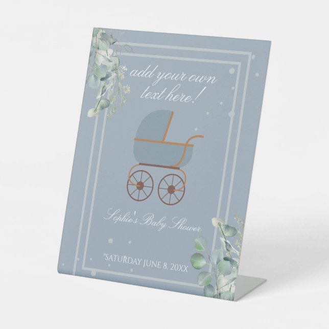 Dusty Blue Baby Carriage Custom Sign Sockelschild (Vorderseite)