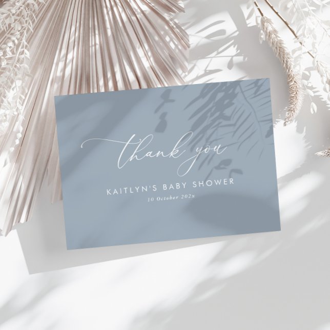 Dusty Blue Baby Dusche Dankeskarte (Von Creator hochgeladen)