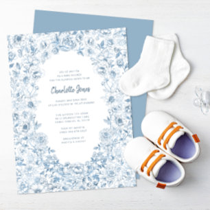 Dusty Blue Baby Dusche Einladung Elegant Vintag