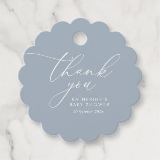 Dusty Blue Baby Dusche Geschenkanhänger