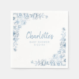 Dusty Blue Baby Dusche Napkins Floral Chinoiserie Serviette