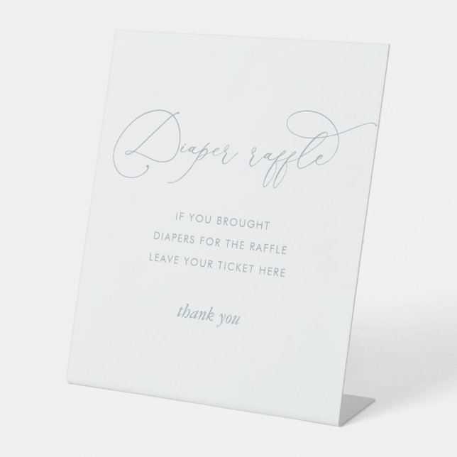 Dusty Blue Baby Duwer Diaper Raffle Sockelschild (Vorderseite)