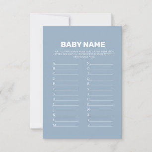 Dusty Blue Baby Name Vorschläge Spielkarte Einladung