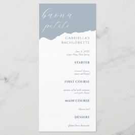 Dusty Blue Bachlorette Menu Italian Menükarte