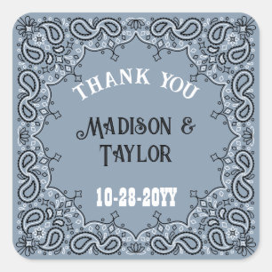 Dusty Blue Bandana Vielen Dank Western Wedding Quadratischer Aufkleber