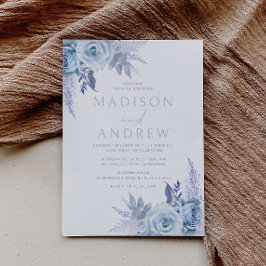 Dusty Blue Beautiful Floral Wedding Einladung
