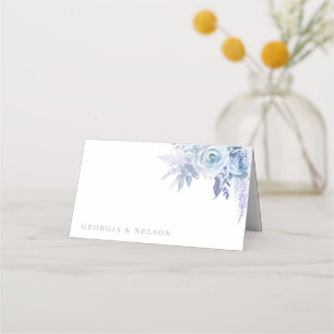 Dusty Blue Beautiful Floral Wedding Platzkarte