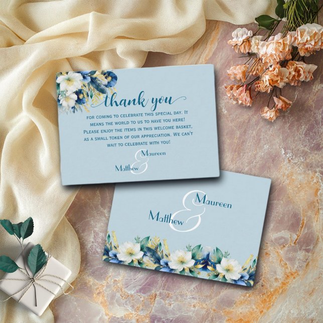 Dusty Blue Begrüßungsbeutel & Basket-Platzkarte Begleitkarte (Von Creator hochgeladen)