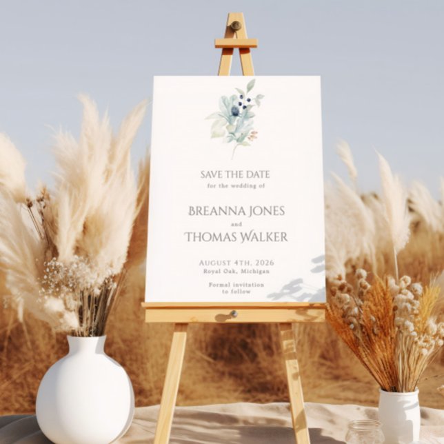 Dusty Blue Begrüßungszeichen | Eleganter Frühling  Poster (Von Creator hochgeladen)