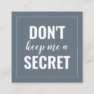 Dusty Blue Behalt mir kein Geheimnis Minimalistisc Empfehlungskarte