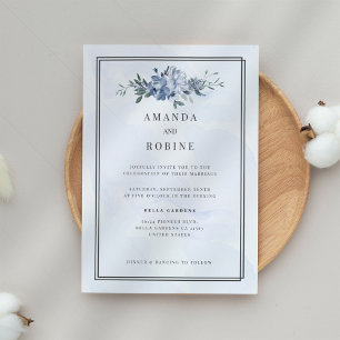 Dusty Blue & Beige Blues Hochzeitseinladung Einladung