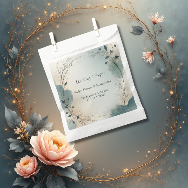 Dusty Blue Beige Boho Chic foliage wreath Wedding Geschenktütchen (Von Creator hochgeladen)