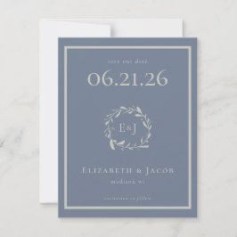 Dusty Blue Berries und Blätter Save the Date
