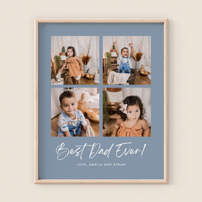 Dusty Blue Best Vater je vier Foto Poster (Von Creator hochgeladen)