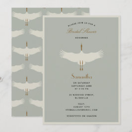 Dusty Blue Birds Swans Art Deco Brautparty Einladung