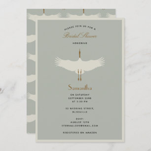 Dusty Blue Birds Swans Art Deco Brautparty Einladung