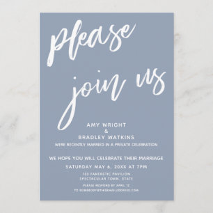 Dusty Blue Bitte treten Sie uns nach der Hochzeit Einladung