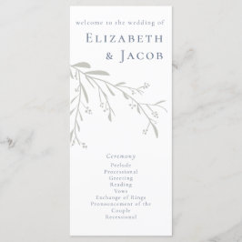 Dusty Blue Blätter and Berries Wedding Program
