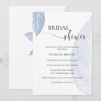 Dusty blue Blätter Bridal Dusche Einladung