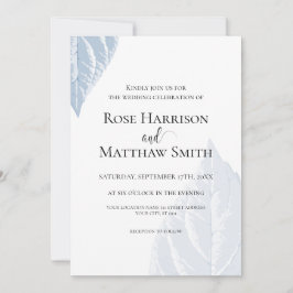 Dusty Blue Blätter Hochzeitseinladung Einladung