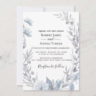 Dusty Blue Blues Hochzeitseinladung Einladung
