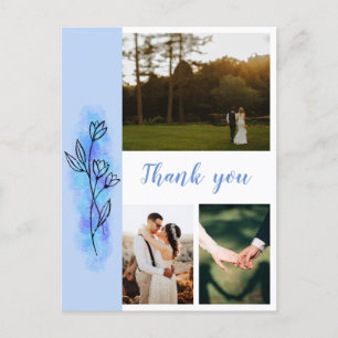 Dusty Blue Blume Vielen Dank Foto Wedding Postcard Postkarte