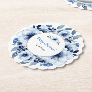 Dusty Blue Blume Watercolor Babydusche Untersetzer