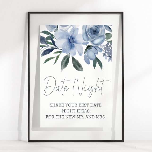 Dusty Blue Blumen Datum Nacht Poster (Von Creator hochgeladen)