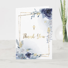 Dusty Blue Blumen | Vielen Dank Einladung