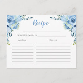 Dusty Blue Blumenkarte Silberne Brautparty Rezept Postkarte