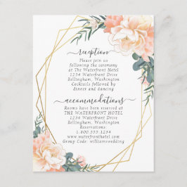 Dusty Blue Blush Peach Floral Gold Hochzeiten Deta Begleitkarte