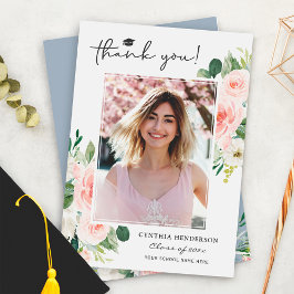 Dusty Blue Blush Pink Abschluss Foto Dankeskarte