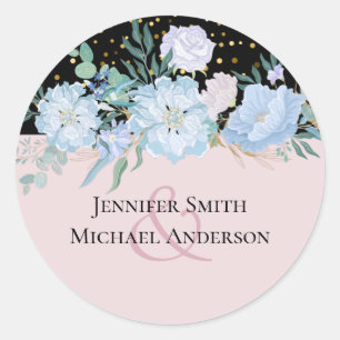 Dusty Blue Blush Pink Blues Hochzeitsbudget Runder Aufkleber