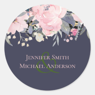 Dusty Blue Blush Pink Blues Hochzeitsbudget Runder Aufkleber