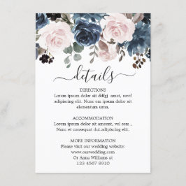 Dusty Blue Blush Pink Botanische Hochzeit mit flor Begleitkarte