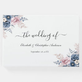 Dusty Blue Blush Pink Botanische Hochzeit mit flor Gästebuch