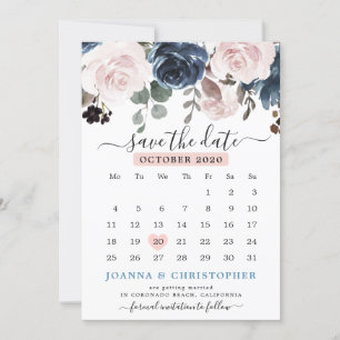 Dusty Blue Blush Pink Botanische Hochzeit mit flor Save The Date