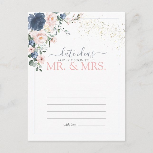 Dusty Blue Blush Pink Date Ideas Postkarte (Vorderseite)