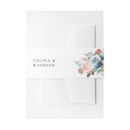 Dusty Blue & Blush Pink Floral 2 Einladungsbanderole