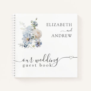 Dusty Blue & Blush Pink Floral Wedding Guest Book Notizbuch