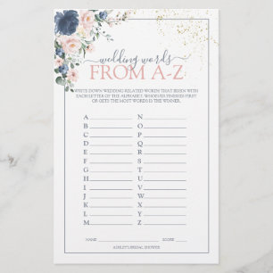 Dusty Blue Blush Pink Gold Brautparty Game