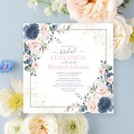 Dusty Blue Blush Pink Gold Floral Bridal Luncheon Einladung