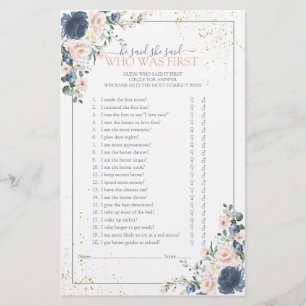 Dusty Blue Blush Pink Gold Floral Showspiel