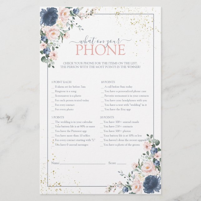 Dusty Blue Blush Pink Gold Floral Showspiel (Vorderseite)